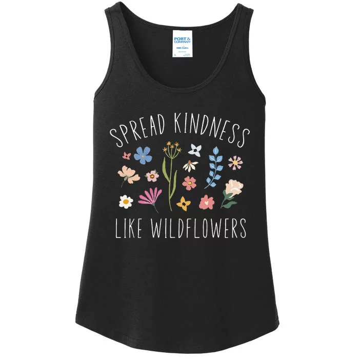 Spread Kindness Like Wildflowers Women Boho Inspirational Ladies Essential Tank