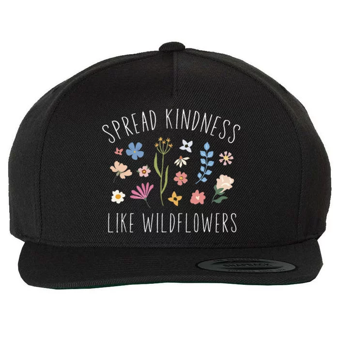 Spread Kindness Like Wildflowers Women Boho Inspirational Wool Snapback Cap