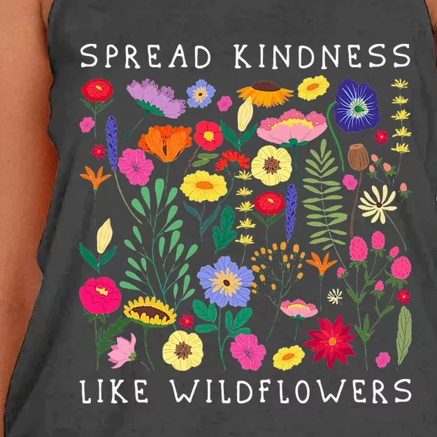 SPREAD KINDNESS LIKE WILDFLOWERS Love Happiness Girlfriend Flowers Women's Knotted Racerback Tank