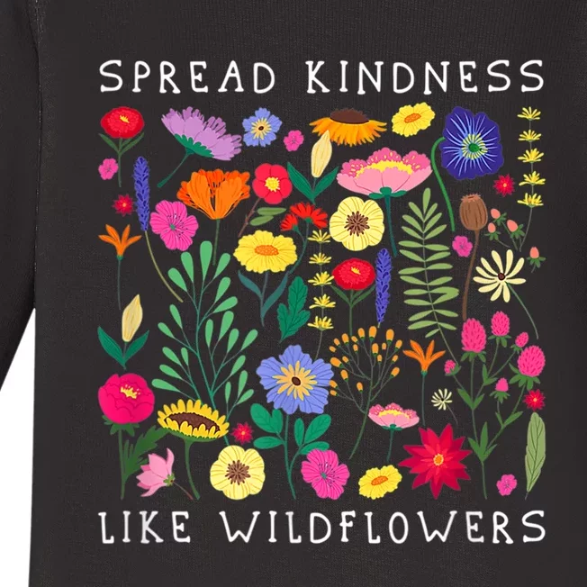 SPREAD KINDNESS LIKE WILDFLOWER Happiness Girlfriend Flower Baby Long Sleeve Bodysuit