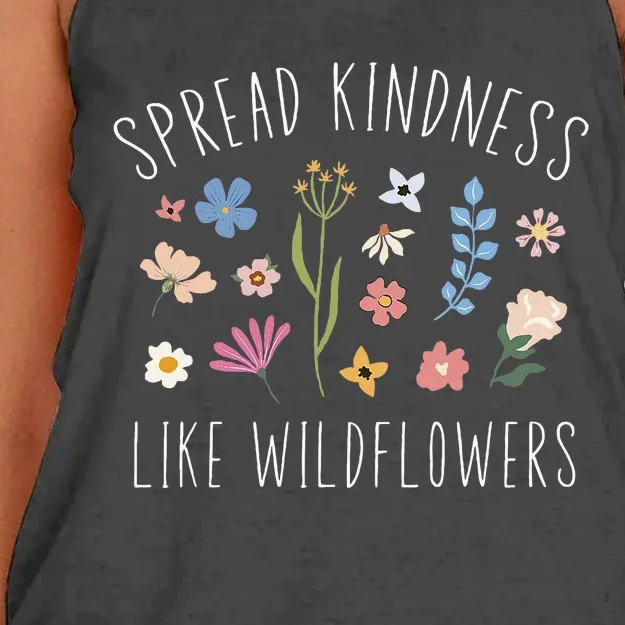 Spread Kindness Like Wildflowers Boho Inspirational Women's Knotted Racerback Tank