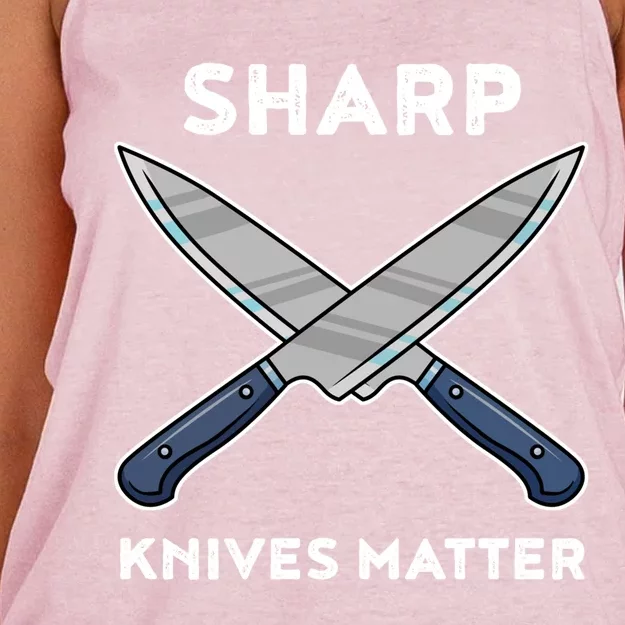 Sharp Knives Matter Gift Women's Knotted Racerback Tank