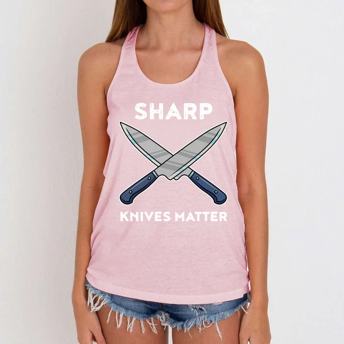 Sharp Knives Matter Gift Women's Knotted Racerback Tank