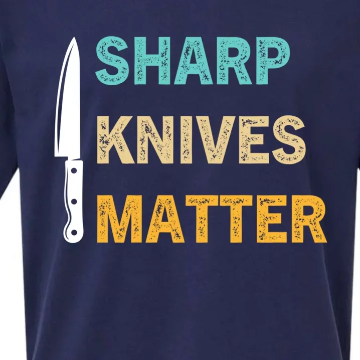 Sharp Knives Matter Funny Cooking Knife Collector Gift Sueded Cloud Jersey T-Shirt