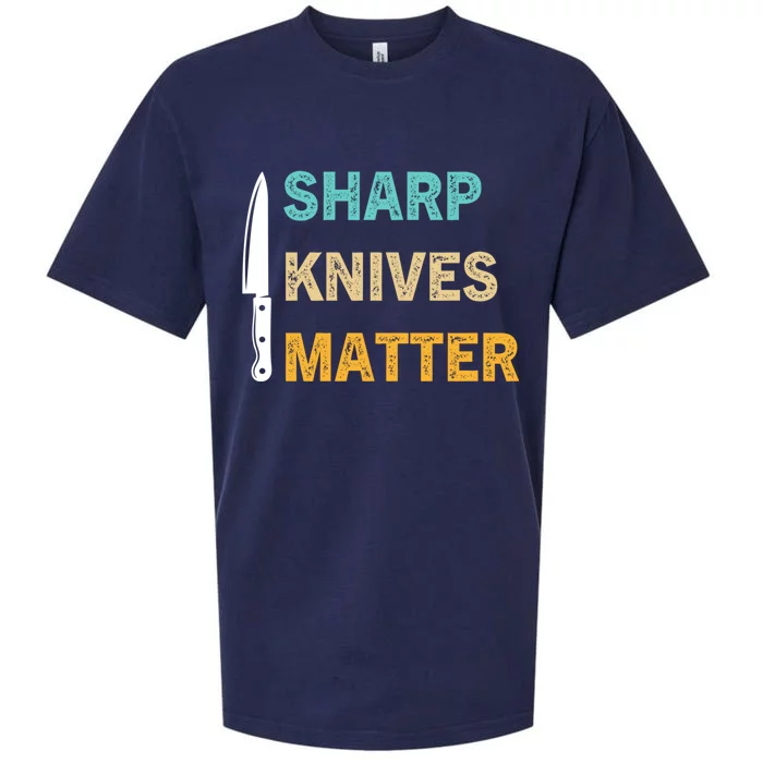 Sharp Knives Matter Funny Cooking Knife Collector Gift Sueded Cloud Jersey T-Shirt