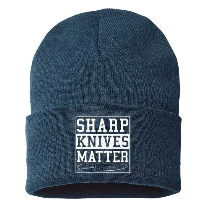 Sharp Knives Matter Funny Chef Gift Cooking Sustainable Knit Beanie