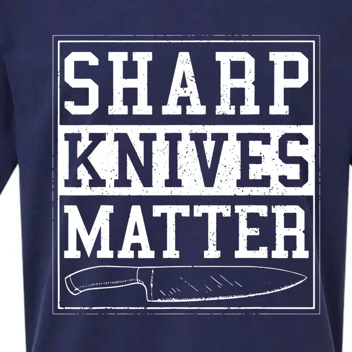 Sharp Knives Matter Funny Chef Gift Cooking Sueded Cloud Jersey T-Shirt