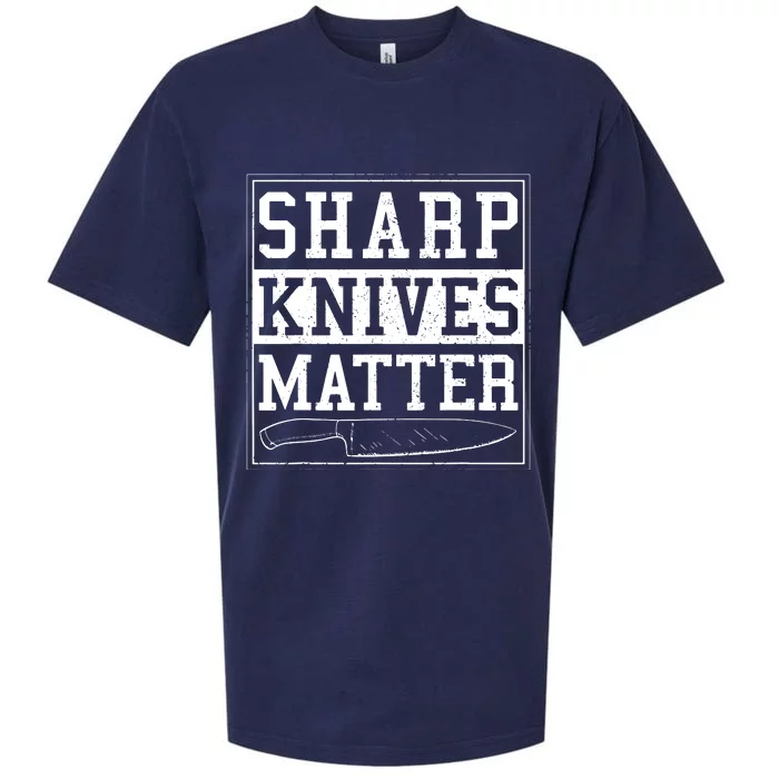 Sharp Knives Matter Funny Chef Gift Cooking Sueded Cloud Jersey T-Shirt