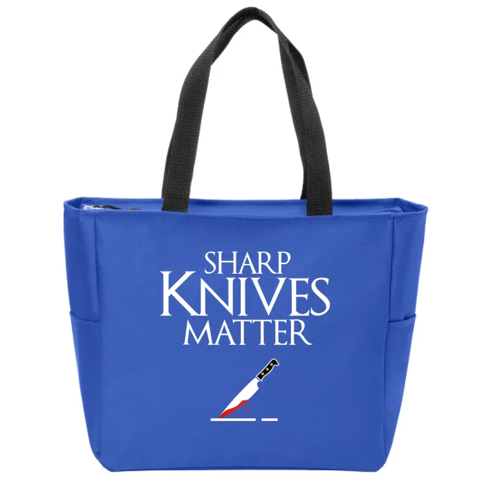 Sharp Knives Matter Cooking Chef And Cook Funny Gift Funny Parody Funny Gift Zip Tote Bag