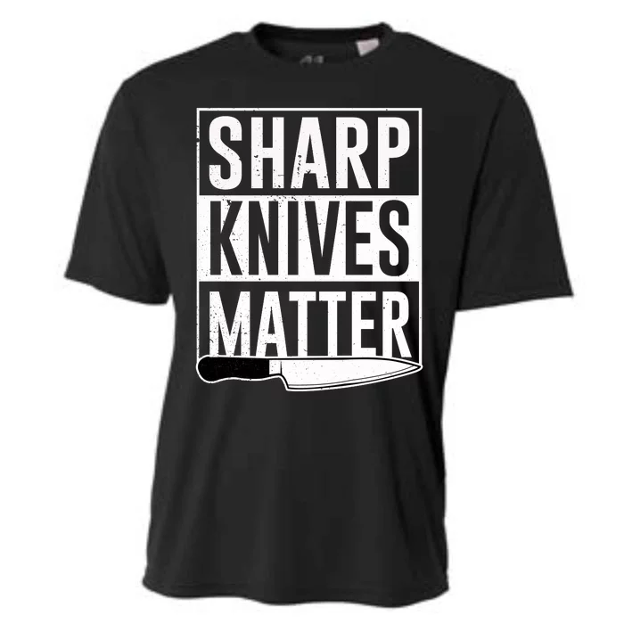 Sharp Knives Matter Cook Funny Culinary Funny Chef Gift Cooling Performance Crew T-Shirt