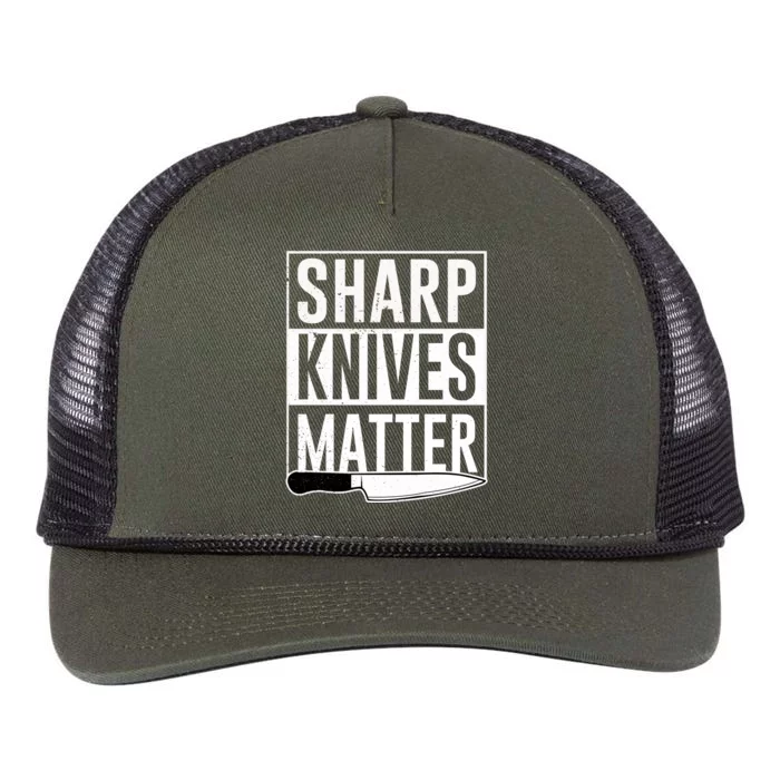 Sharp Knives Matter Cook Funny Culinary Funny Chef Gift Retro Rope Trucker Hat Cap