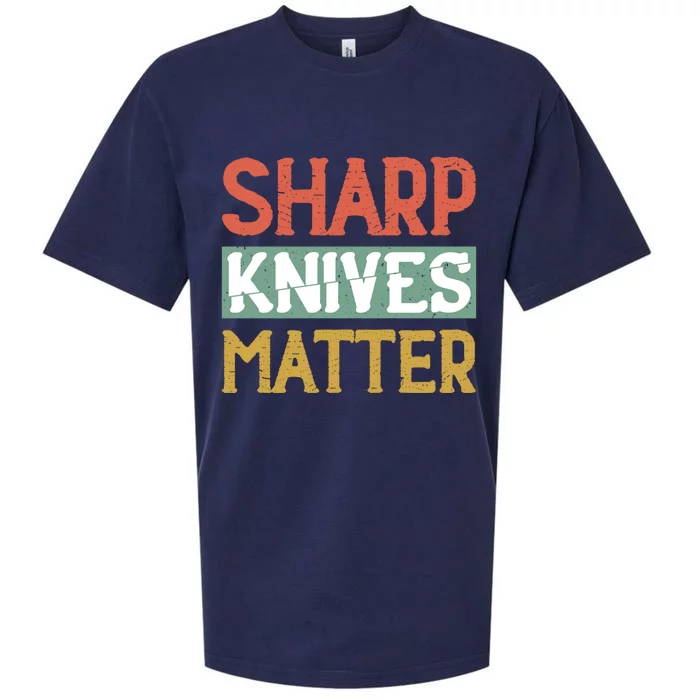 Sharp Knives Matter Cooking Lover Kitchen Chef Gift Sueded Cloud Jersey T-Shirt