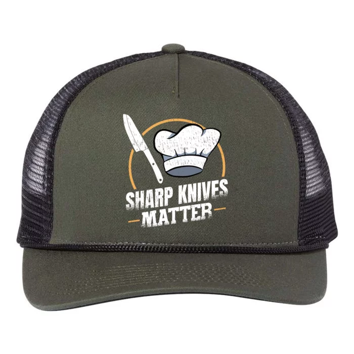 Sharp Knives Matter Sous Chef Gift Retro Rope Trucker Hat Cap