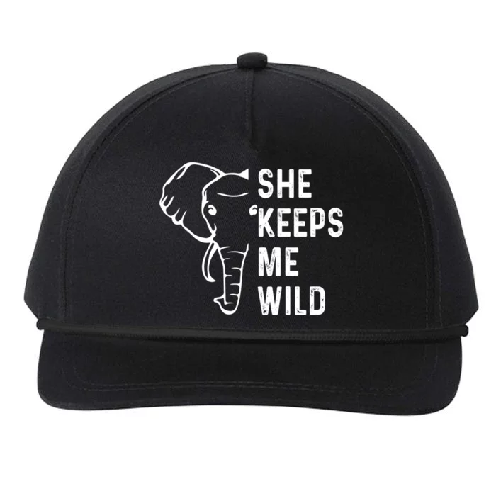 She Keeps Me Wild Elephant Matching Couple Valentines Day Gift Snapback Five-Panel Rope Hat