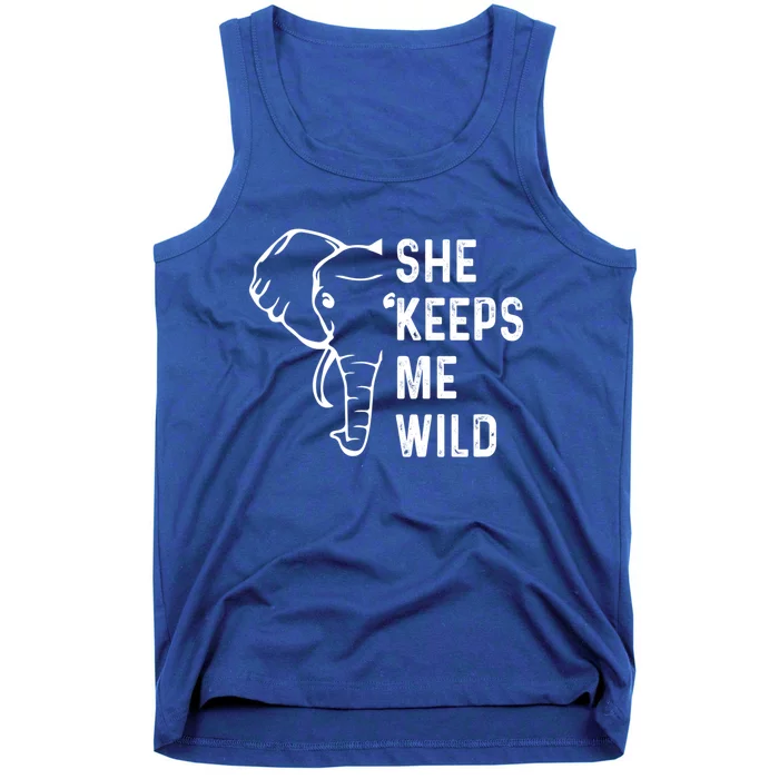 She Keeps Me Wild Elephant Matching Couple Valentines Day Gift Tank Top