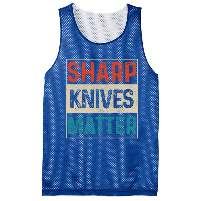 Sharp Knives Matter Funny Chef Cooking Vintage Gift Funny Gift Mesh Reversible Basketball Jersey Tank