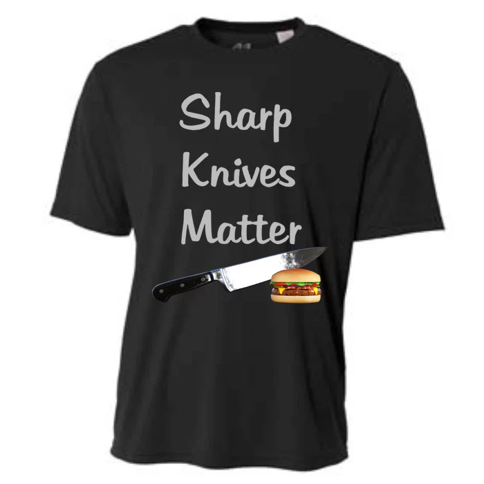 Sharp Knives Matter Cook Funny Culinary Funny Chef Gift Cooling Performance Crew T-Shirt