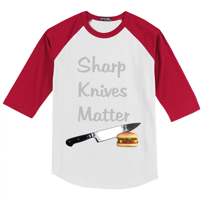 Sharp Knives Matter Cook Funny Culinary Funny Chef Gift Kids Colorblock Raglan Jersey