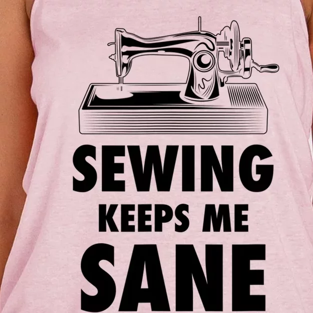 Sewing Keeps Me Sane Sewing Gift Quilting Hobby Gift Women's Knotted Racerback Tank