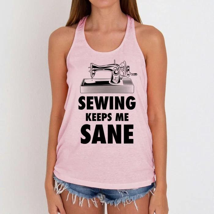 Sewing Keeps Me Sane Sewing Gift Quilting Hobby Gift Women's Knotted Racerback Tank