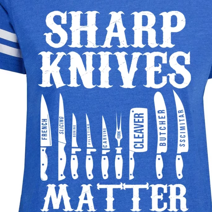 Sharp Knives Matter Funny Butcher Meat Cutter Chef Knife Gift Enza Ladies Jersey Football T-Shirt