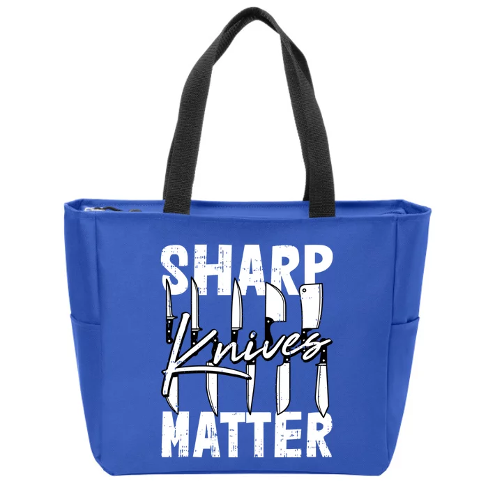 Sharp Knives Matter Motive Cooking Chef Funny Gift Zip Tote Bag