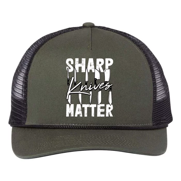 Sharp Knives Matter Motive Cooking Chef Funny Gift Retro Rope Trucker Hat Cap