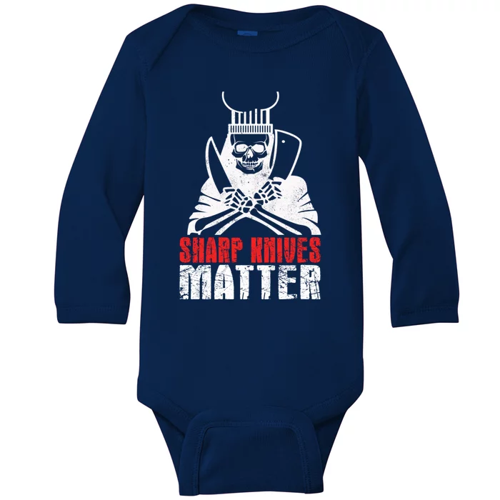 Sharp Knives Matter Cute Gift Funny Cooking Chef Great Gift Baby Long Sleeve Bodysuit