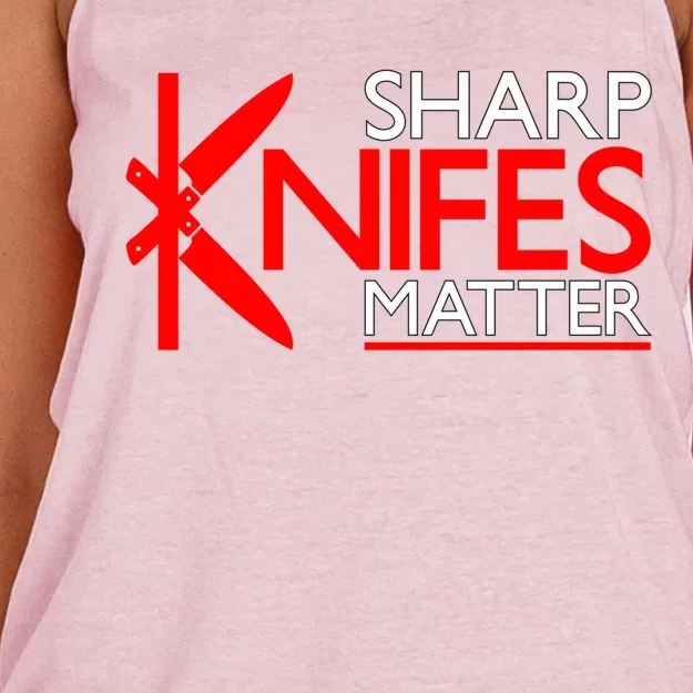 Sharp Knives Matter Gift Women's Knotted Racerback Tank