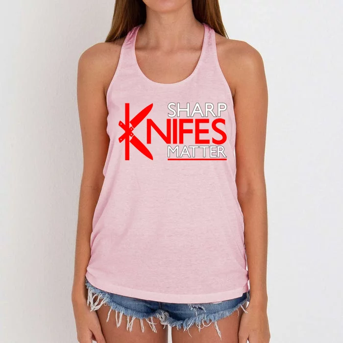 Sharp Knives Matter Gift Women's Knotted Racerback Tank