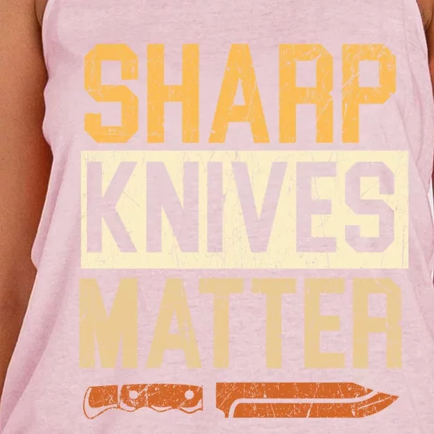 Sharp Knives Matter Knife Collector Knife Collecting Gift Women's Knotted Racerback Tank