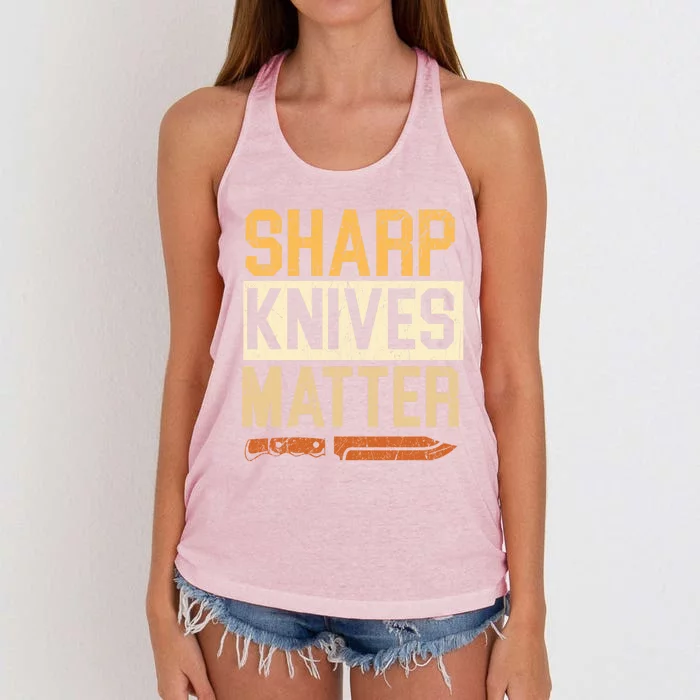 Sharp Knives Matter Knife Collector Knife Collecting Gift Women's Knotted Racerback Tank