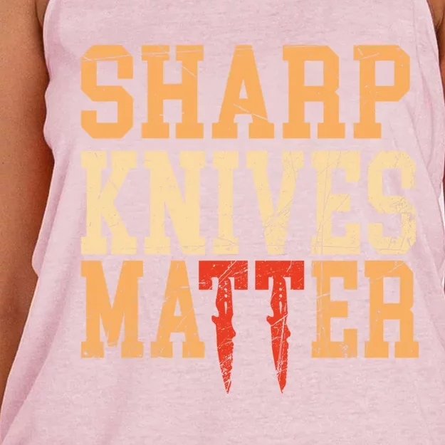 Sharp Knives Matter Gift Women's Knotted Racerback Tank