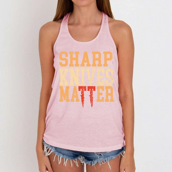 Sharp Knives Matter Gift Women's Knotted Racerback Tank