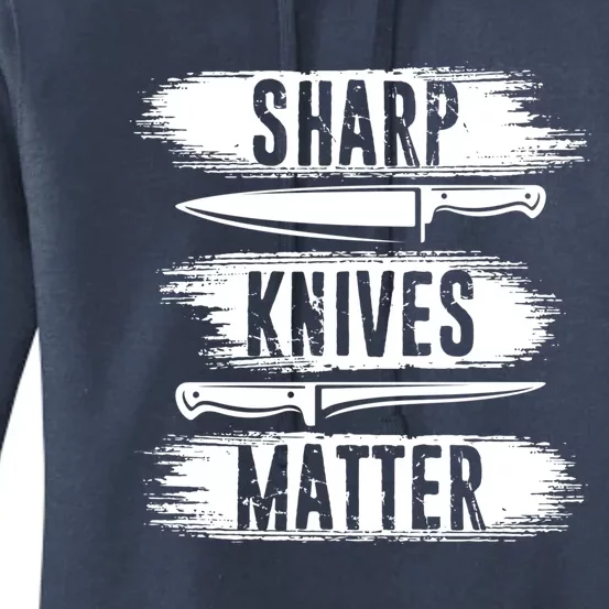 Sharp Knives Matter Cooking Cook Culinary Retro Chef Cute Gift Women's Pullover Hoodie