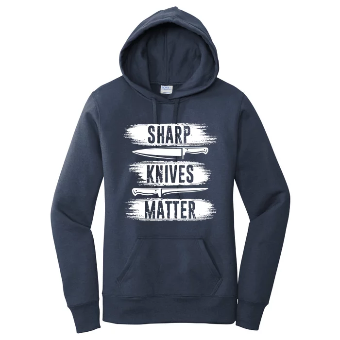 Sharp Knives Matter Cooking Cook Culinary Retro Chef Cute Gift Women's Pullover Hoodie