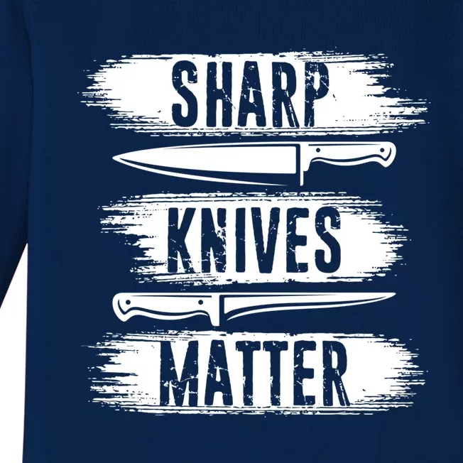 Sharp Knives Matter Cooking Cook Culinary Retro Chef Cute Gift Baby Long Sleeve Bodysuit