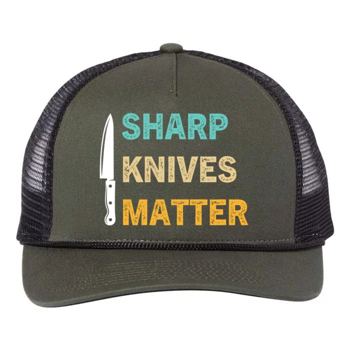 Sharp Knives Matter Funny Cooking Knife Collector Gift Retro Rope Trucker Hat Cap