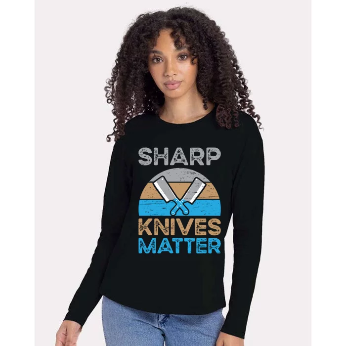 Sharp Knives Matter Recipe Ingredients Culinary Chef Gift Womens Cotton Relaxed Long Sleeve T-Shirt