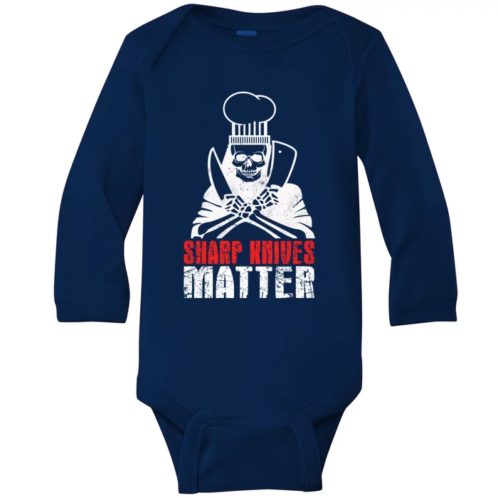 Sharp Knives Matter Gift Funny Cooking Chef Gift Baby Long Sleeve Bodysuit