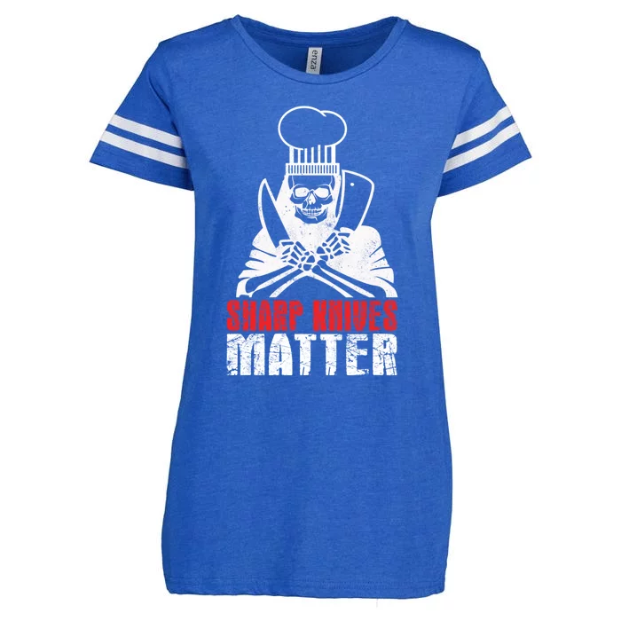 Sharp Knives Matter Gift Funny Cooking Chef Gift Enza Ladies Jersey Football T-Shirt