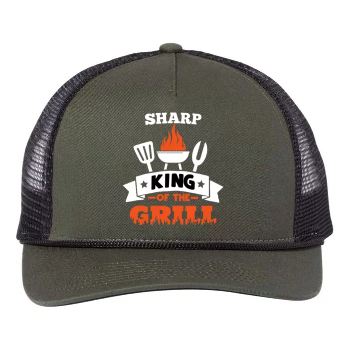 Sharp King Of The Grill Grilling Bbq Chef Master Cooking Gift Retro Rope Trucker Hat Cap