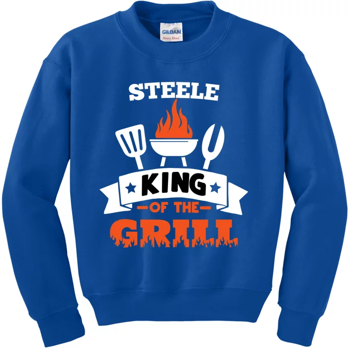 Steele King Of The Grill Grilling Bbq Chef Master Cooking Great Gift Kids Sweatshirt