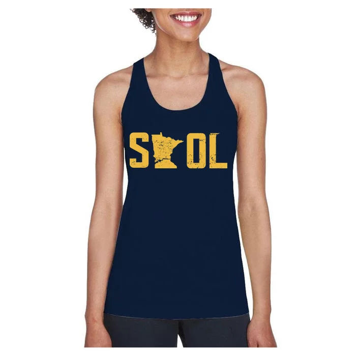 Skol Helmet Vintage Viking Logo Women's Racerback Tank