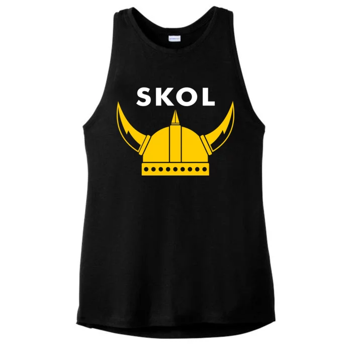 Skol Viking Helmet Minneapolis Miracle Ladies Tri-Blend Wicking Tank