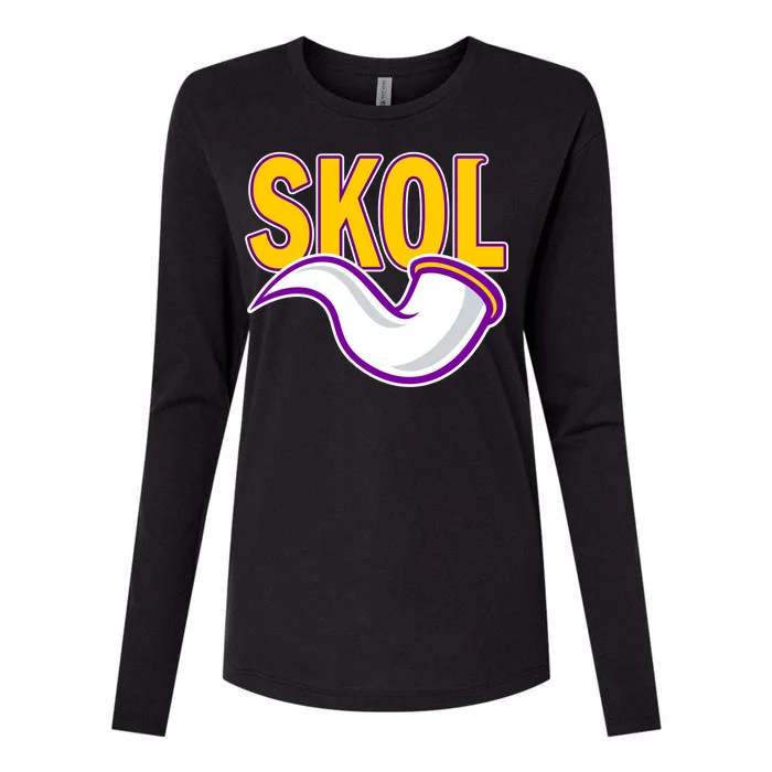 Skol Viking Horn Womens Cotton Relaxed Long Sleeve T-Shirt