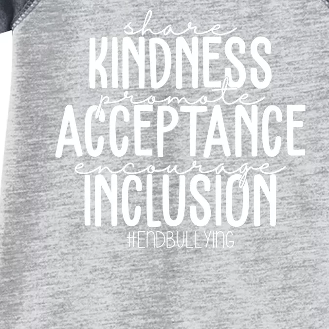 Share Kindness Promote Acceptance Encourage Inclusion End Bullying Infant Baby Jersey Bodysuit