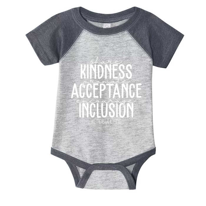 Share Kindness Promote Acceptance Encourage Inclusion End Bullying Infant Baby Jersey Bodysuit