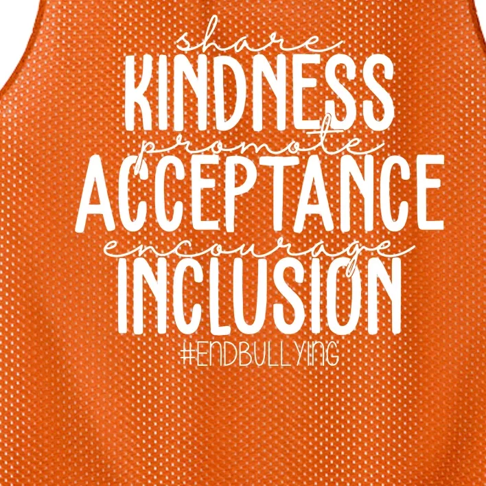 Share Kindness Promote Acceptance Encourage Inclusion End Bullying Mesh Reversible Basketball Jersey Tank