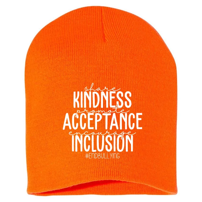 Share Kindness Promote Acceptance Encourage Inclusion End Bullying Short Acrylic Beanie